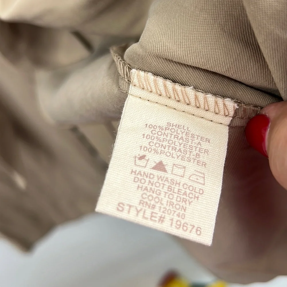 NWT Mystree Trench Coat Khaki Mustard Belted Pockets Flowing Detailed Piping - Picture 9 of 13